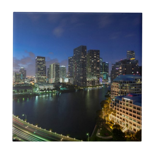 Elevated city skyline from Brickell Key Tile (Front)