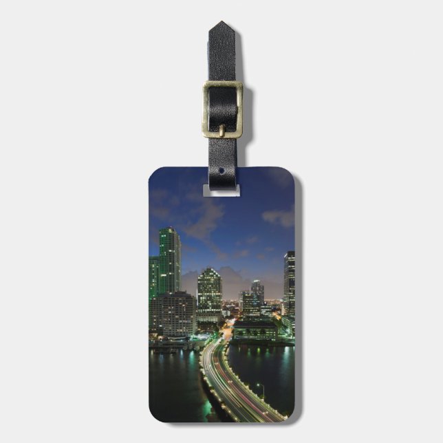 Elevated city skyline luggage tag (Front Vertical)