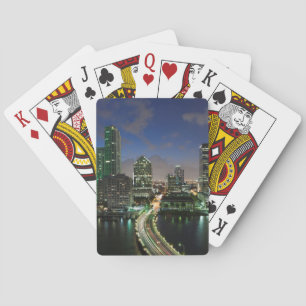 Elevated city skyline playing cards