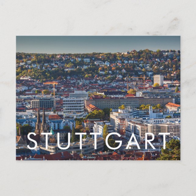 Elevated City View of Stuttgart Postcard (Front)