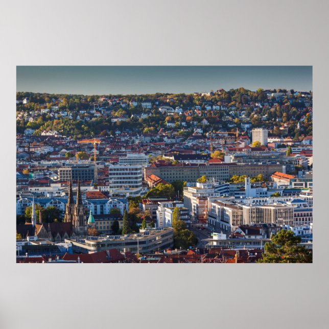 Elevated City View of Stuttgart Poster (Front)