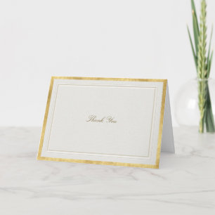Elevated Gold Ecru Modern Classic Formal Wedding Thank You Card