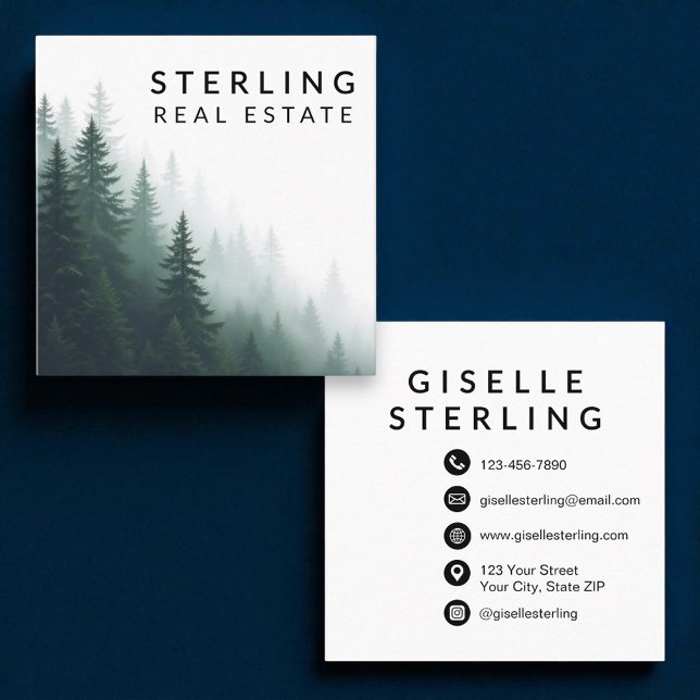 Elevated Nature Mountain View Real Estate Agent Square Business Card (Creator Uploaded)