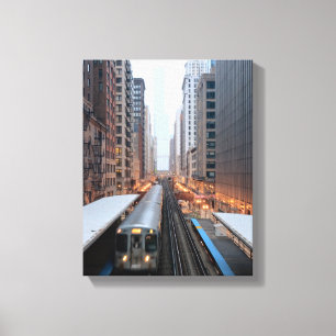 Elevated rail in downtown Chicago over Wabash Canvas Print