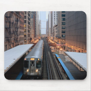 Elevated rail in downtown Chicago over Wabash Mouse Mat