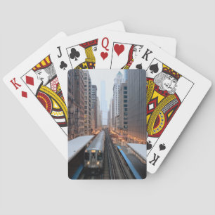 Elevated rail in downtown Chicago over Wabash Playing Cards