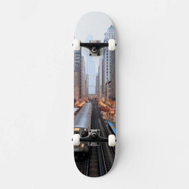Elevated rail in downtown Chicago over Wabash Skateboard (Front)