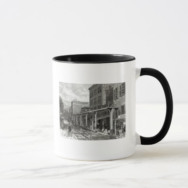 Elevated Railway in Greenwich Street, New York Mug (Right)