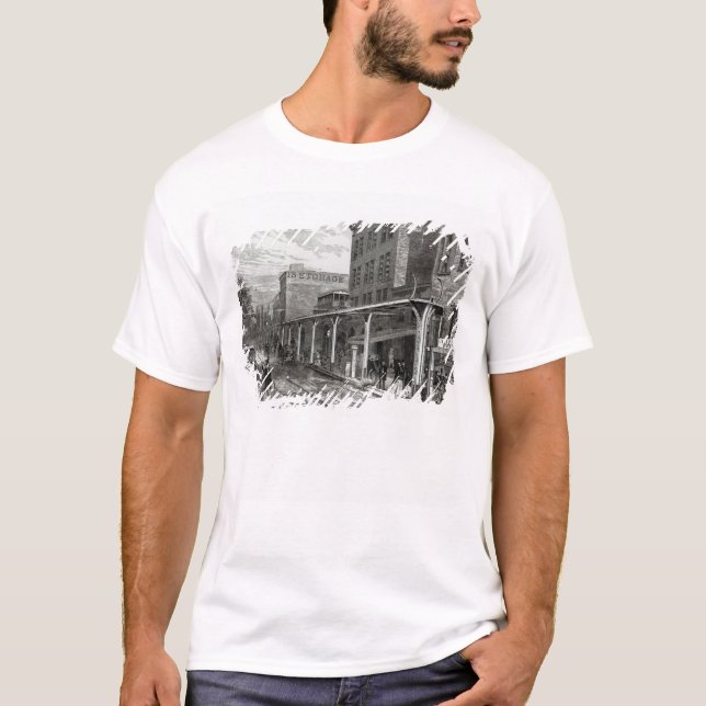 Elevated Railway in Greenwich Street, New York T-Shirt (Front)