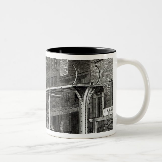 Elevated Railway in Greenwich Street, New York Two-Tone Coffee Mug (Right)