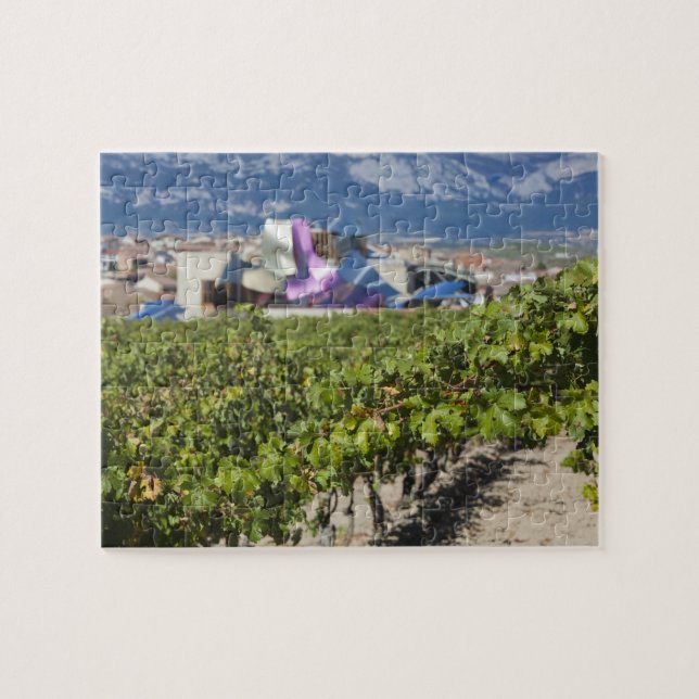 Elevated town view and Hotel Marques de Riscal Jigsaw Puzzle (Horizontal)
