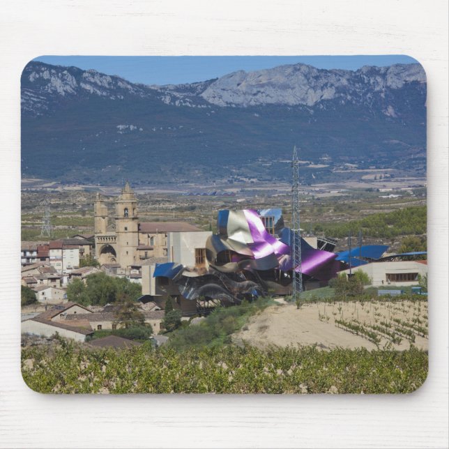 Elevated town view and Hotel Marques de Riscal Mouse Mat (Front)