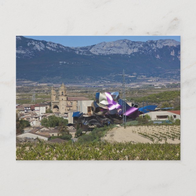 Elevated town view and Hotel Marques de Riscal Postcard (Front)