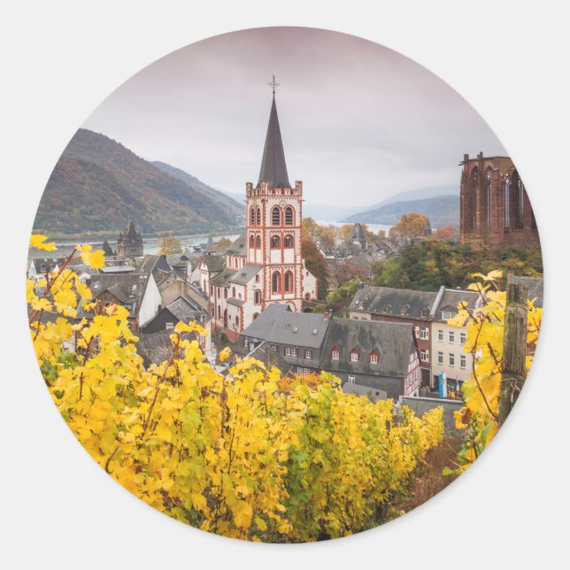 Elevated Town View | Germany Classic Round Sticker (Front)