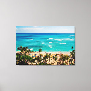 Elevated View Of Waikiki Beach Scene, Honolulu 2 Canvas Print
