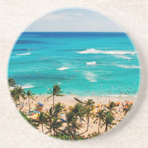 Elevated View Of Waikiki Beach Scene, Honolulu 2 Coaster