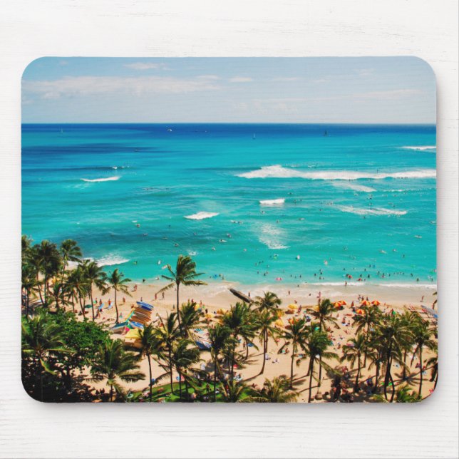 Elevated View Of Waikiki Beach Scene, Honolulu 2 Mouse Mat (Front)