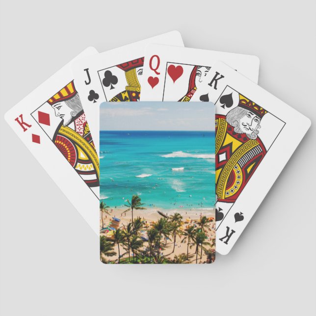 Elevated View Of Waikiki Beach Scene, Honolulu 2 Playing Cards (Back)