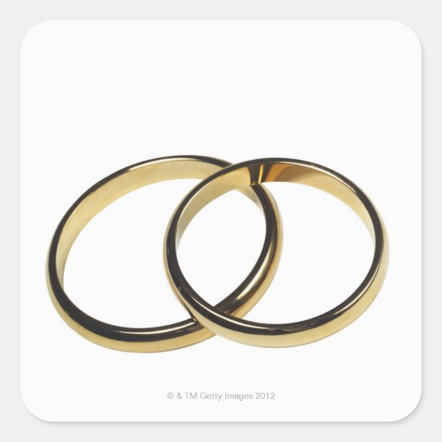 Elevated view of wedding rings square sticker (Front)