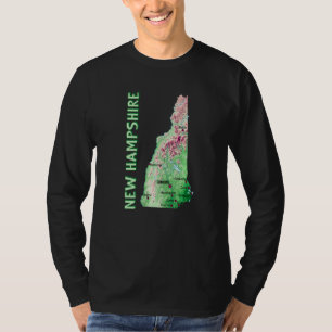 Elevation Map Of New Hampshire State Major Cities T-Shirt