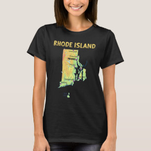 Elevation Map Of Rhode Island State Major Cities R T-Shirt