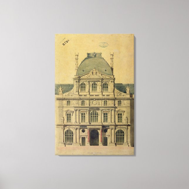 Elevation of the Pavillon de l'Horloge Canvas Print (Front)