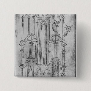 Elevation of the tower of Laon Cathedral 15 Cm Square Badge