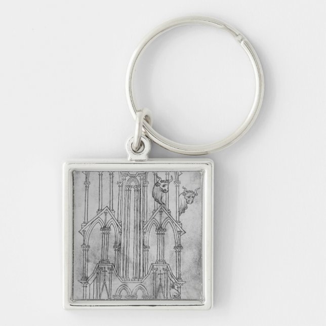 Elevation of the tower of Laon Cathedral Key Ring (Front)