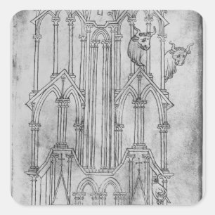Elevation of the tower of Laon Cathedral Square Sticker