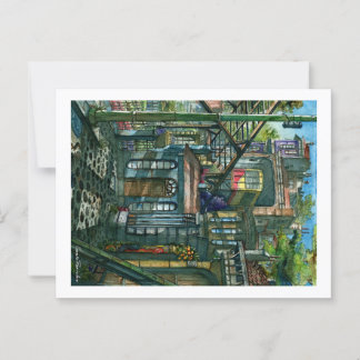 Elevator at sunset postcard