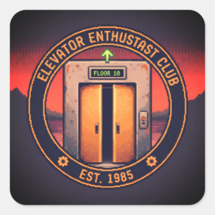 Elevator Enthusiast Club – Vertical Motion Society Square Sticker
