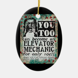 Elevator Mechanic - Funny Vintage Retro Ceramic Tree Decoration