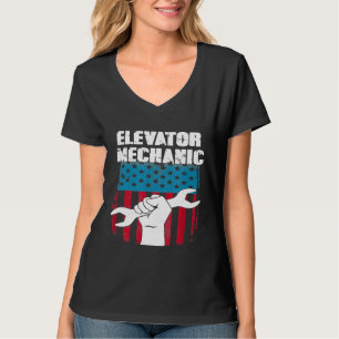Elevator Mechanic Maintenance Flag Hand Tools Tech T-Shirt