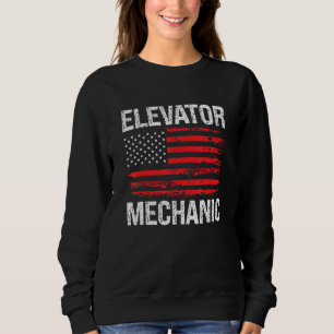 Elevator Mechanic Technician US American Flag Dist Sweatshirt