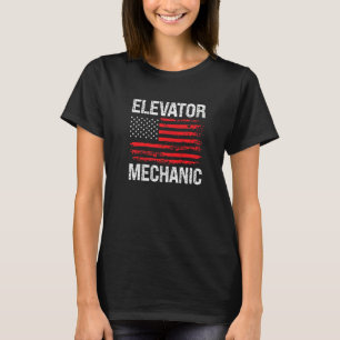 Elevator Mechanic Technician US American Flag Dist T-Shirt