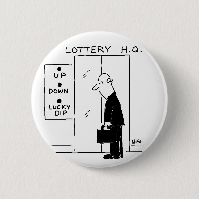 Elevator or Lift in a Lottery Headquarters Cartoon 6 Cm Round Badge (Front)