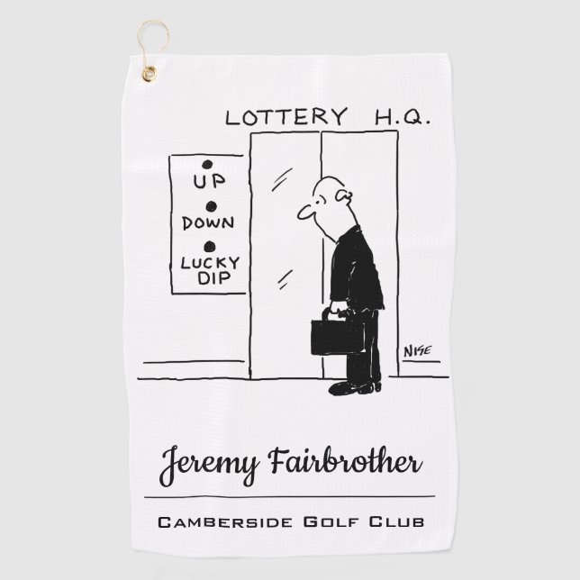 Elevator or Lift in a Lottery Headquarters Cartoon Golf Towel (Front)