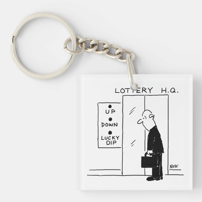 Elevator or Lift in a Lottery Headquarters Cartoon Key Ring (Front)