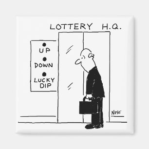 Elevator or Lift in a Lottery Headquarters Cartoon Magnet