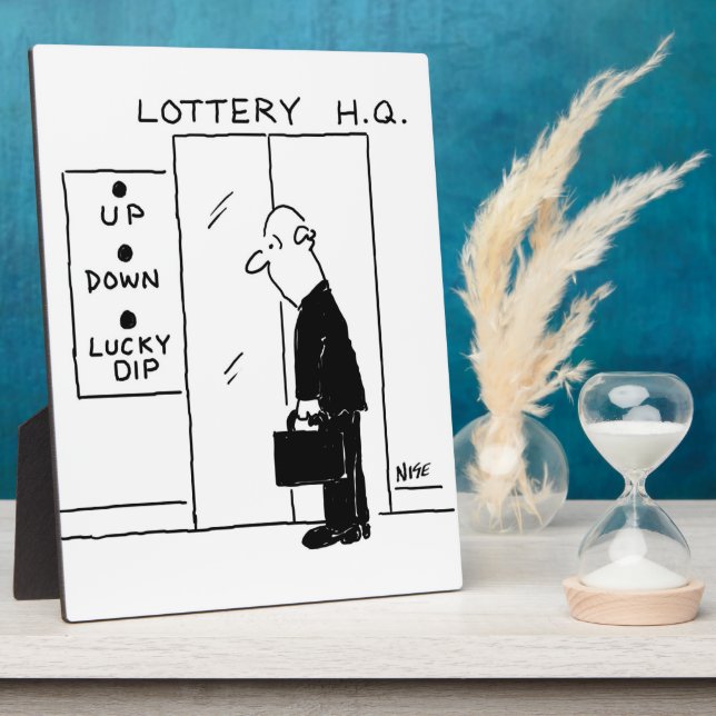 Elevator or Lift in a Lottery Headquarters Cartoon Plaque (Side)