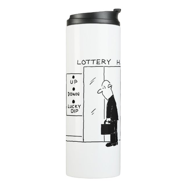 Elevator or Lift in a Lottery Headquarters Cartoon Thermal Tumbler (Rotated Left)