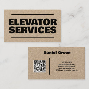 Elevator QR Kraft Business Card