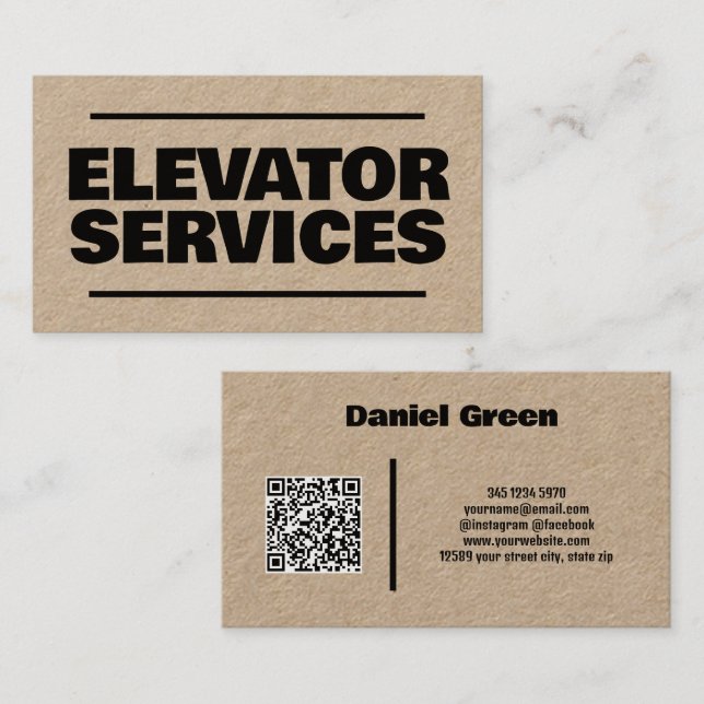 Elevator QR Kraft Business Card (Front/Back)