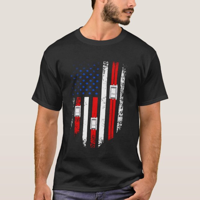 Elevator Repairman USA Flag Mechanic Technician T-Shirt (Front)