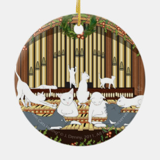 Eleven Cats Piping... double sided Ceramic Tree Decoration