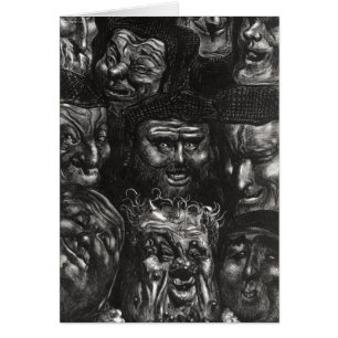 Eleven grotesque faces
