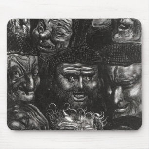 Eleven grotesque faces mouse mat