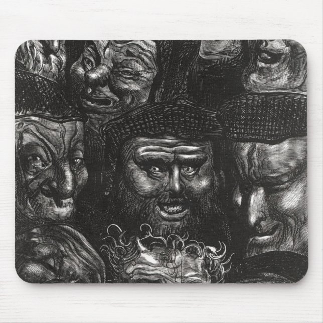 Eleven grotesque faces mouse mat (Front)