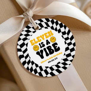 Eleven Is A Vibe Retro 11th Birthday Party Favour Tags