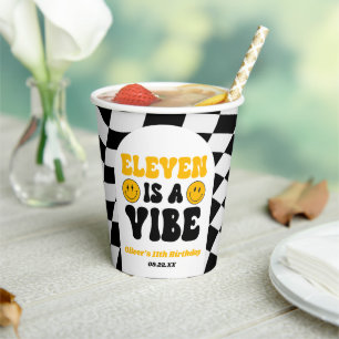 Eleven Is A Vibe Retro 11th Birthday Party Paper Cups